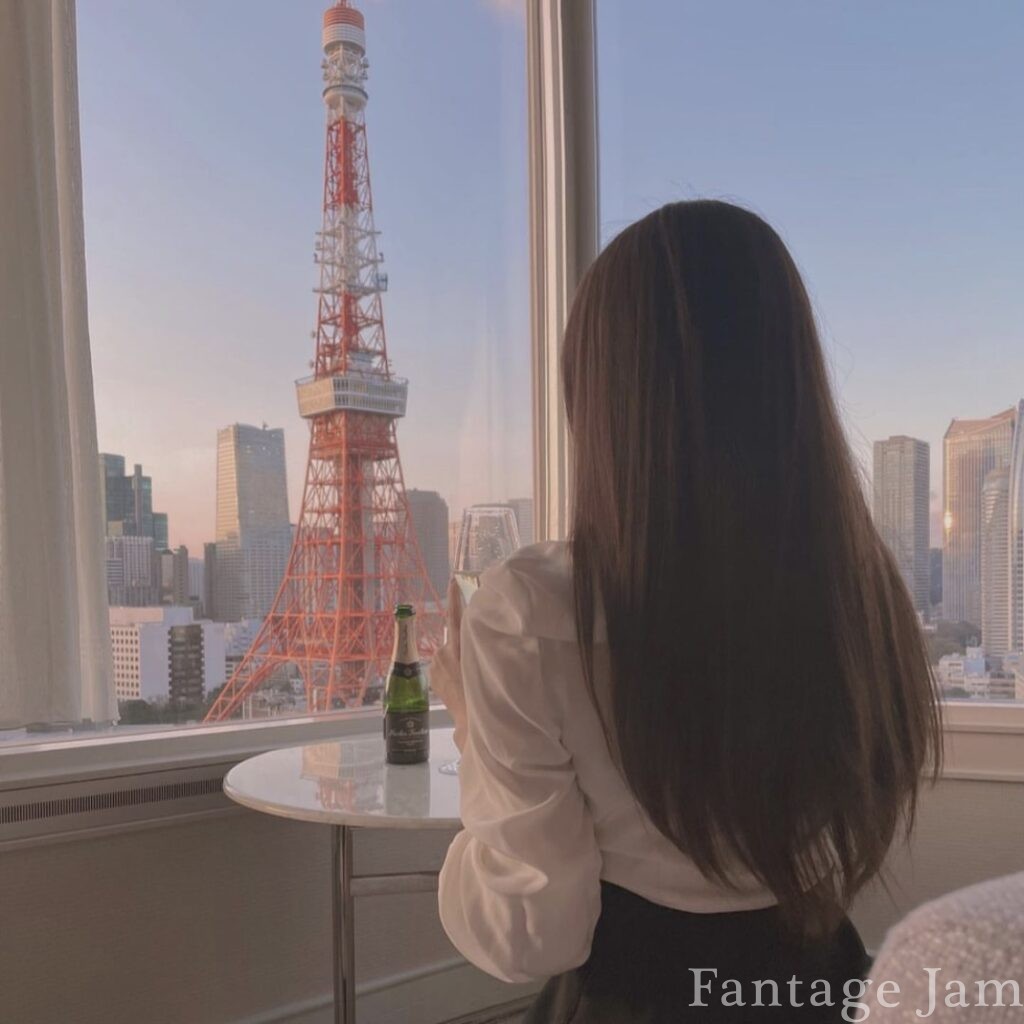 ザ・プリンス パークタワー東京の部屋から見た景色と女性